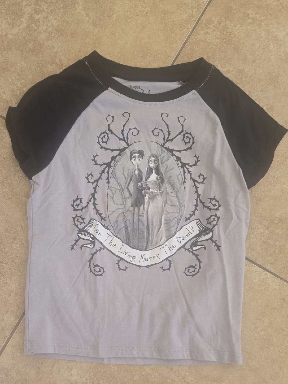 The Corpse Bride Graphic Raglan Tee - Black & Gray
